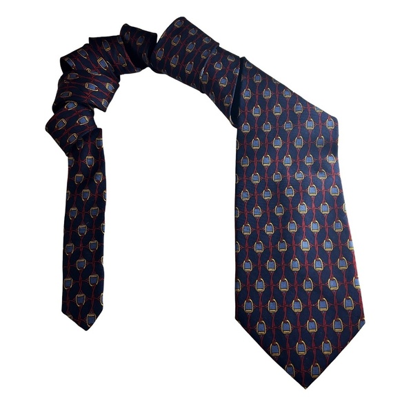 Paolo Gucci Necktie 100% Silk Classic Horse Bit Print Branded Crest Vintage - Picture 7 of 10